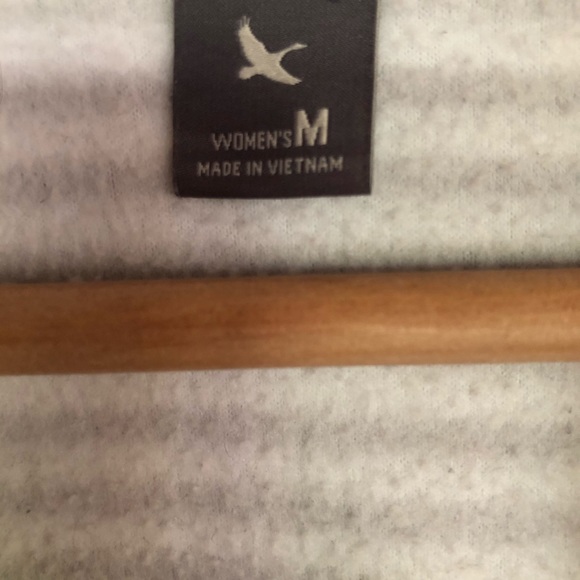 Eddie Bauer Quarter Zip Pullover Sweater Size M Gray White Striped - Picture 8 of 8